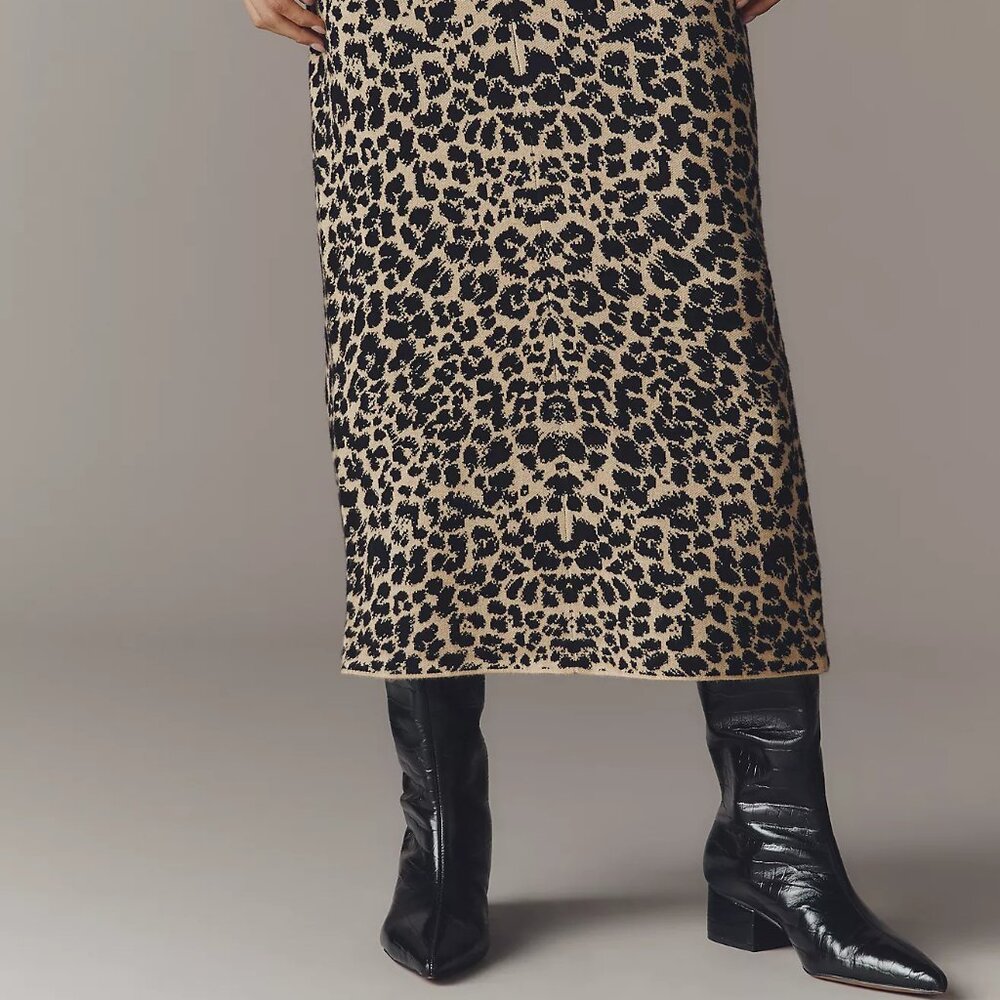 Anthropologie Maeve The Colette Sweater Knit Maxi Skirt in Cheetah (Large) - Picture 2 of 8